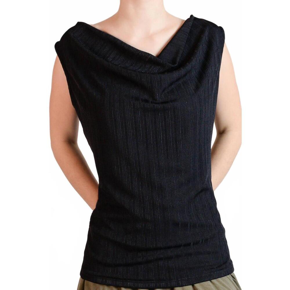 NEW REVIR belle cowl tank in black